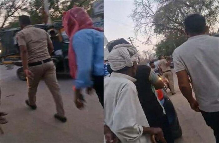 रेवाड़ी के बावल में बाजार के बीचों-बीच एक पुलिसकर्मी की सरेआम धुनाई की गई, फोन पर हुई थी कहासुनी
