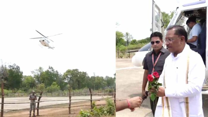 सीतगांव में उतरा सीएम साय का हेलीकॉप्टर, पेड़ के नीचे चौपाल लगाएंगे
