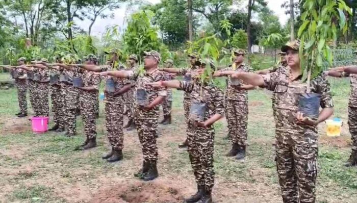 सीआरपीएफ के जवानों ने किया वृक्षारोपण