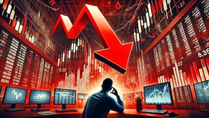 बाजार में भारी गिरावट, सेंसेक्स 1800 अंक टूटा, निफ्टी 23,000 से नीचे फिसला