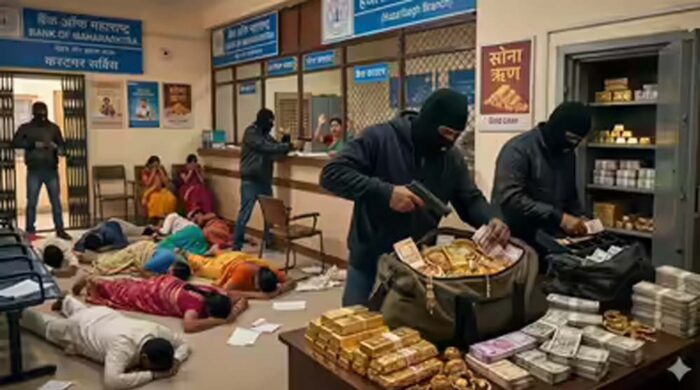 झारखंड बैंक में डकैती की वारदात, 10 मिनट में 7 करोड़ का सोना और 5 लाख रुपये लूटे