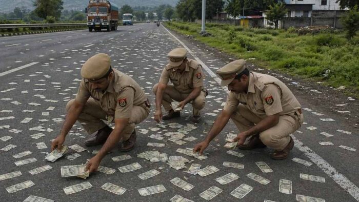 मेरठ-करनाल हाईवे पर बाइक से गिरे नोट, पुलिस ने बरामद की बड़ी रकम