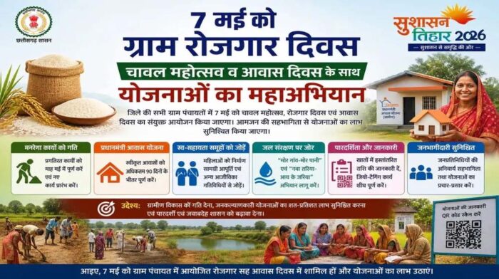 07 मई को ग्राम पंचायतों में चावल महोत्सव, रोजगार और आवास दिवस का होगा त्रिवेणी संगम